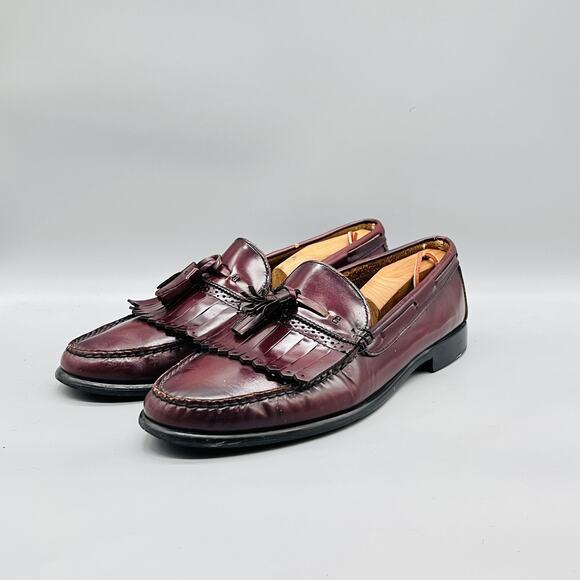 GH Bass & Co Shoes Mens 12 Red Leather Kiltie Tassel Loafers Slip On Vtg USA main image 6